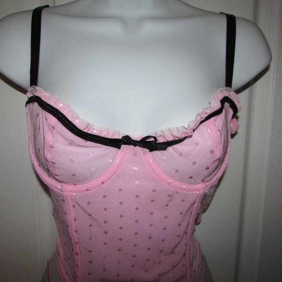 Dreamgirl Pink Mesh 3 Pc Corset Set - NEW - Picture 4 of 11
